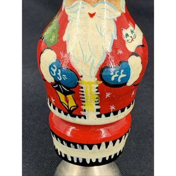 Russian Santa Claus Christmas Ornament Wooden Bell Hand Painted 4" - Picture 3 of 8